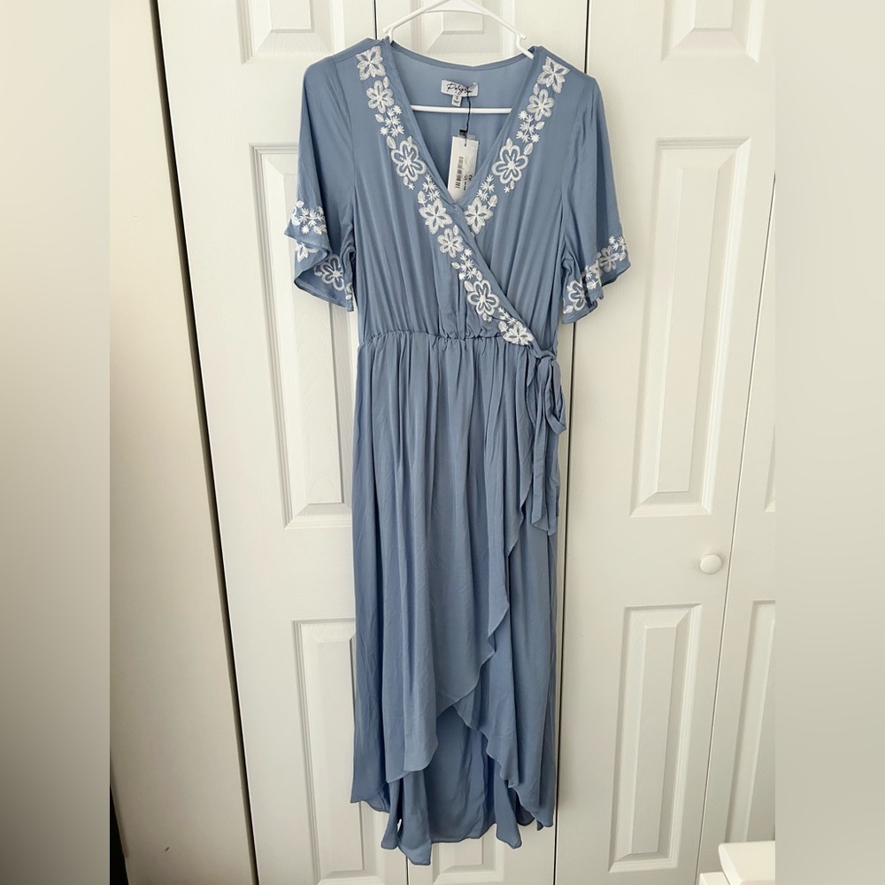 Wren & Ivory High Low Faux Wrap Dress